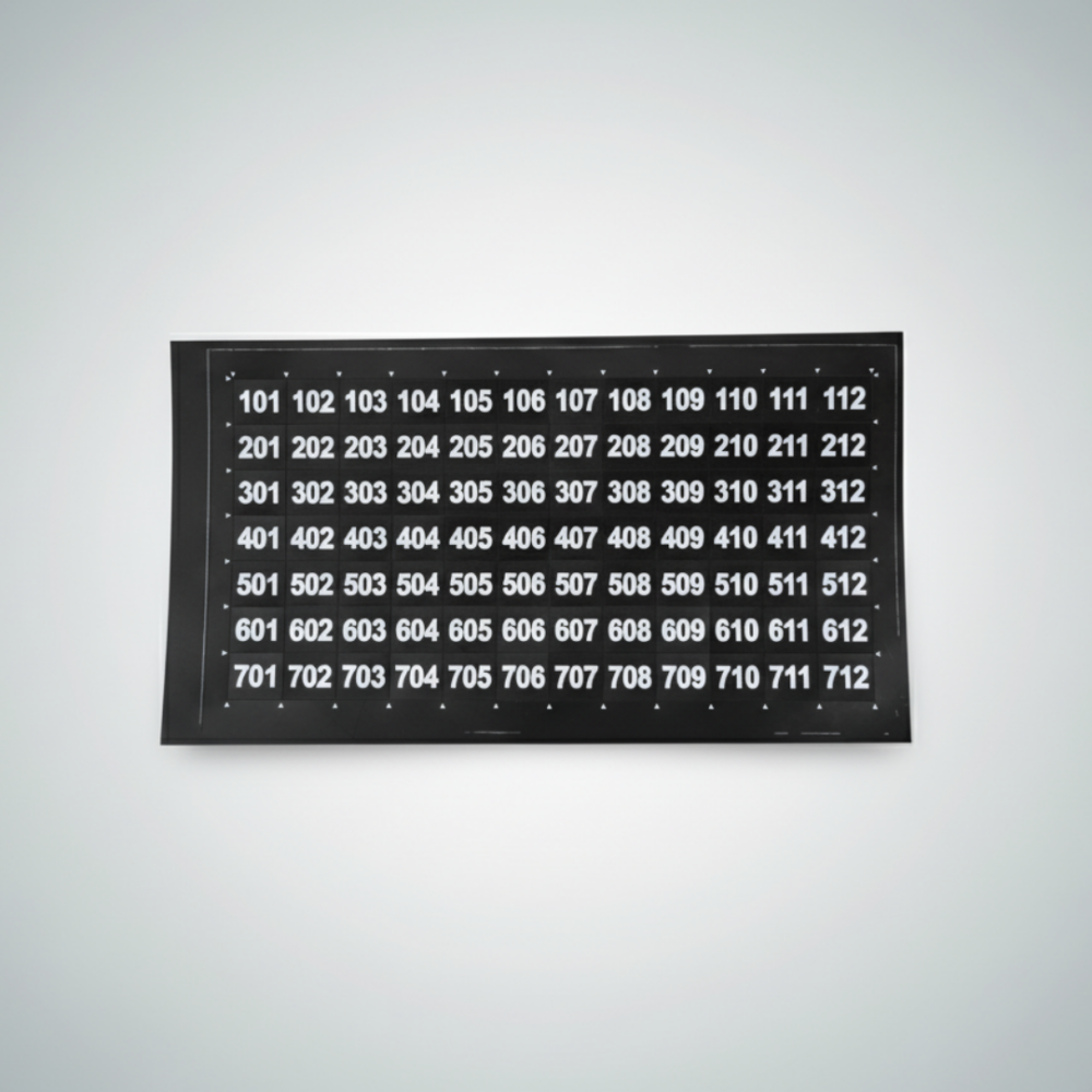 Selection Number Sheet for 6 wide
